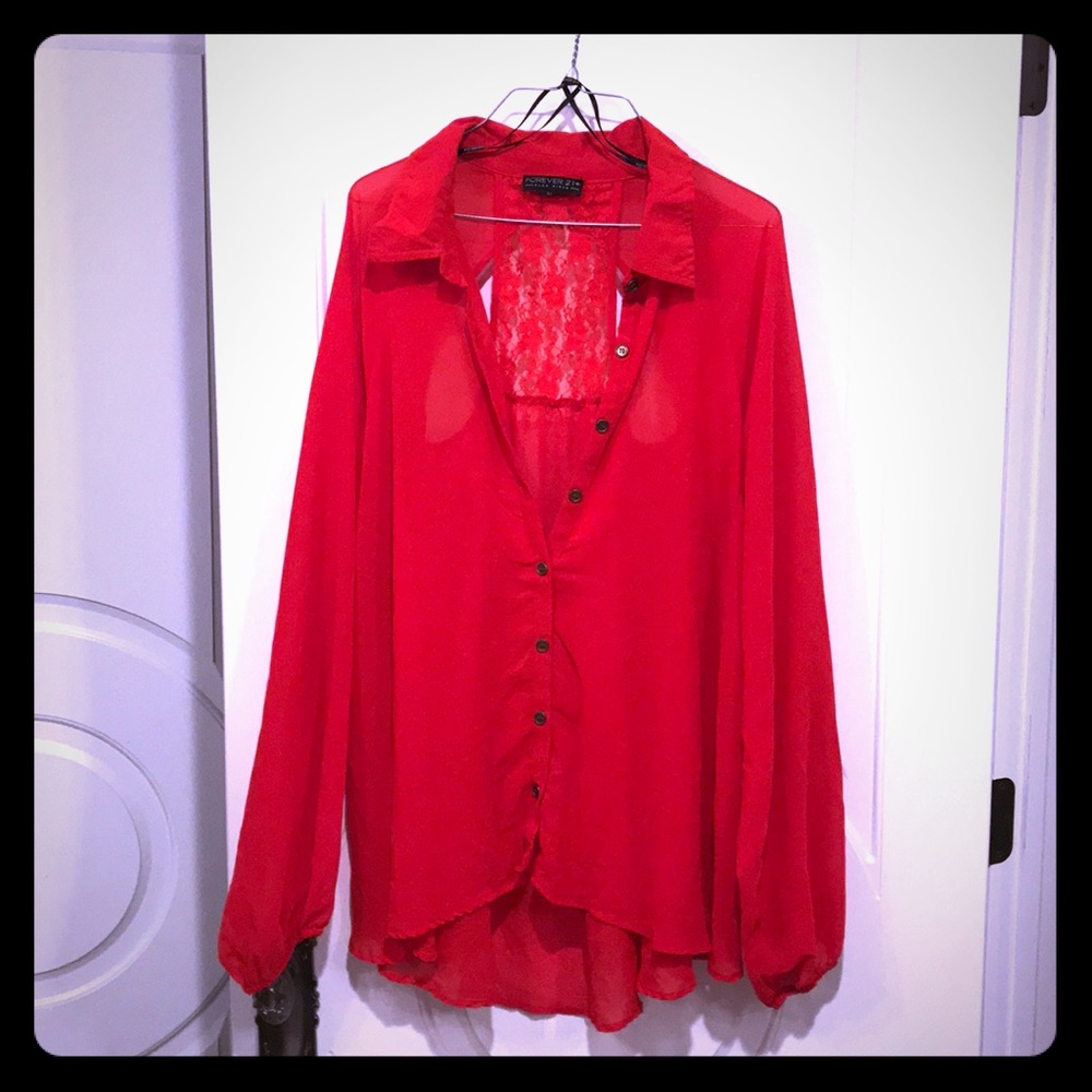 Forever 21 3x chiffon & lace Valentine’s Day top